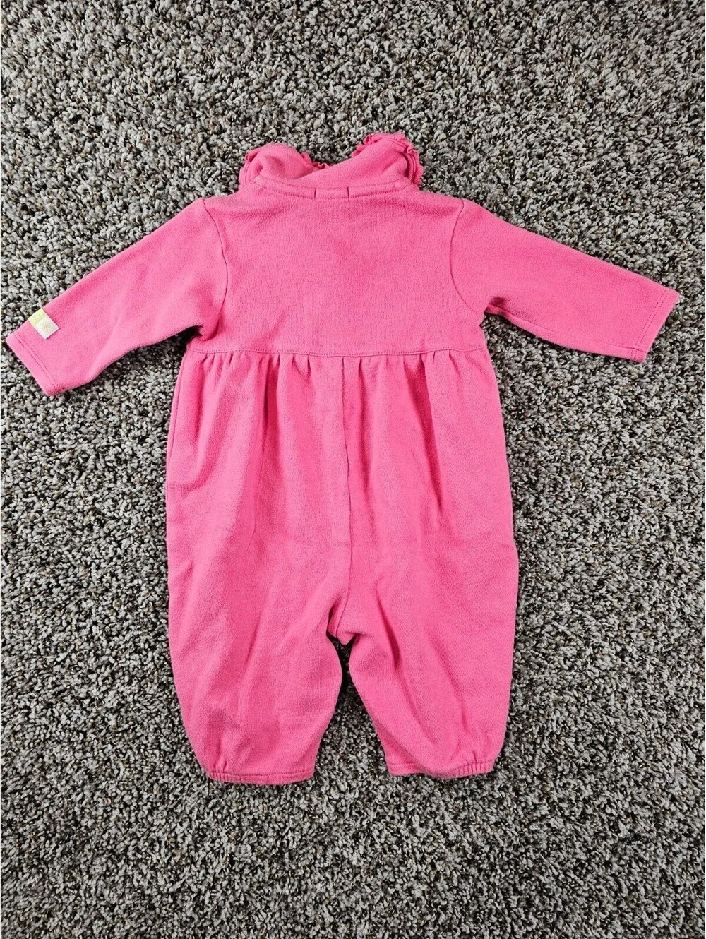 Vtg 1990s Carters Baby Girls Sz 9M One Piece Outfit Pink Embroidered Floral